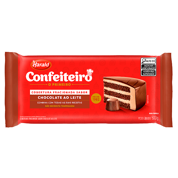 Cobertura Confeiteiro Chocolate ao Leite em Barra 500g – Harald