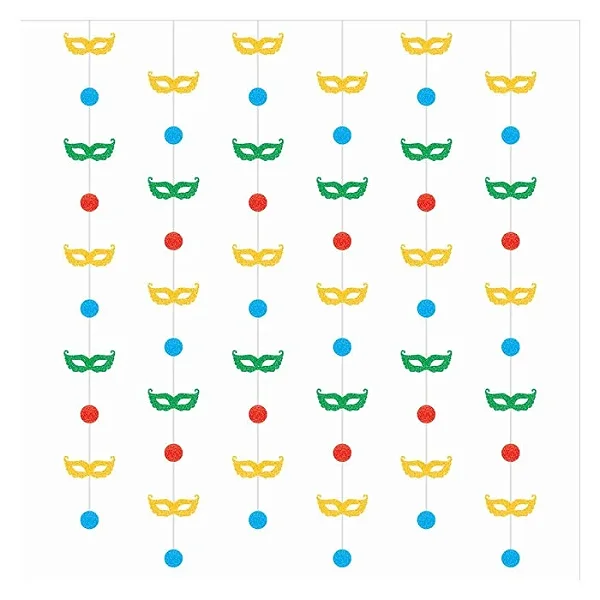 Cortina Decorativa Carnaval Máscaras Coloridas em EVA 200cm