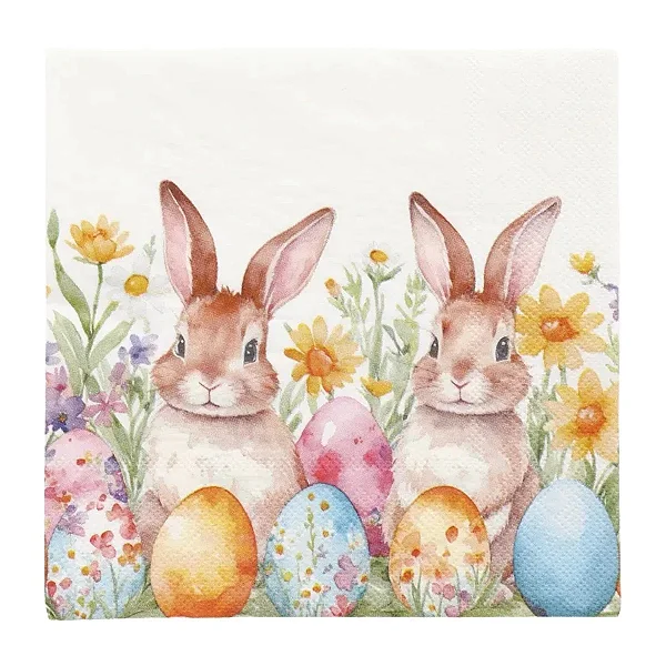 Guardanapo de Páscoa Coelhinhos de Papel 33x33cm – 20 Unidades