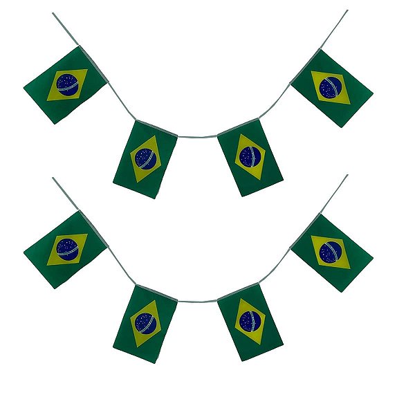 Varal de Bandeirinhas do Brasil 6m – Bandeiras 14x21cm em Poliéster