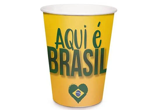 Copo de Papel Brasil “Aqui é Brasil” 240ml – 8 Unidades