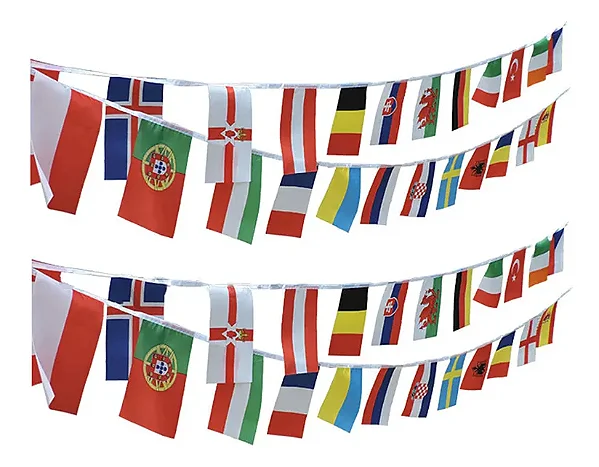 Varal Decorativo Países Copa do Mundo 10m – 32 Bandeiras Coloridas