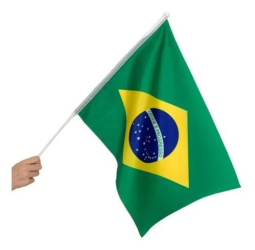 Bandeira do Brasil com Haste 30x20cm – Poliéster com Cores Vibrantes