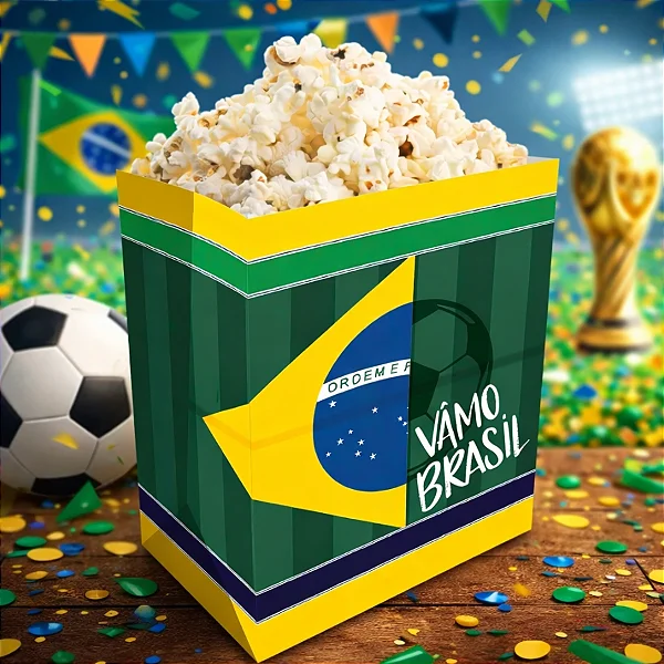 Saco para Pipoca “Vâmo Brasil” Copa do Mundo – Papel Couchê 21x15cm