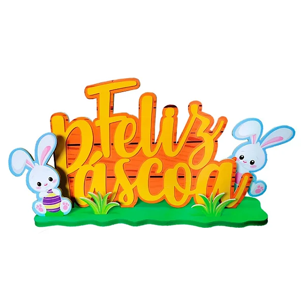 Centro de Mesa Decorativo “Feliz Páscoa” 45cm – Decoração Festa