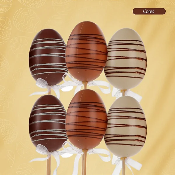 Ovos de Páscoa Pequenos em Isopor no Palito 25cm – Kit com 6 Unidades para Decoração
