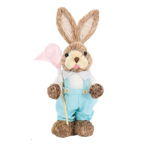 Coelho da Páscoa em Palha 35cm - Azul