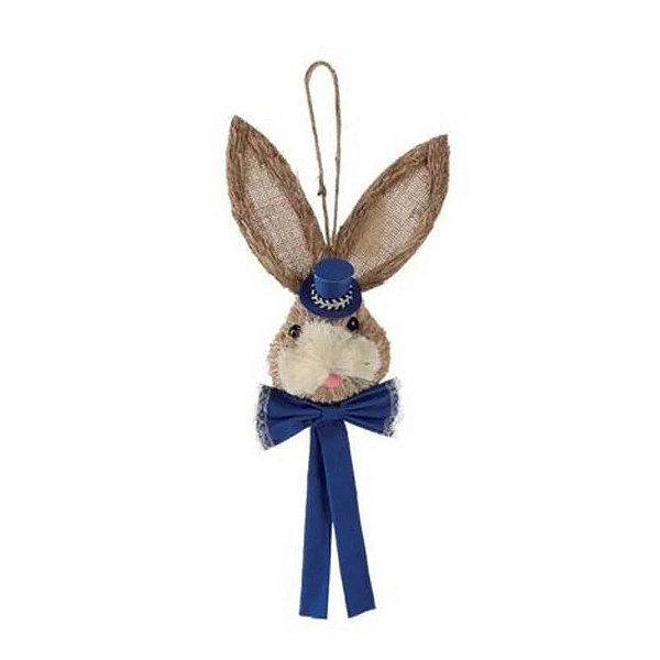 Enfeite Páscoa Carinha de Coelho Sortido 35cm - Azul – Decoração Fofa e Festiva