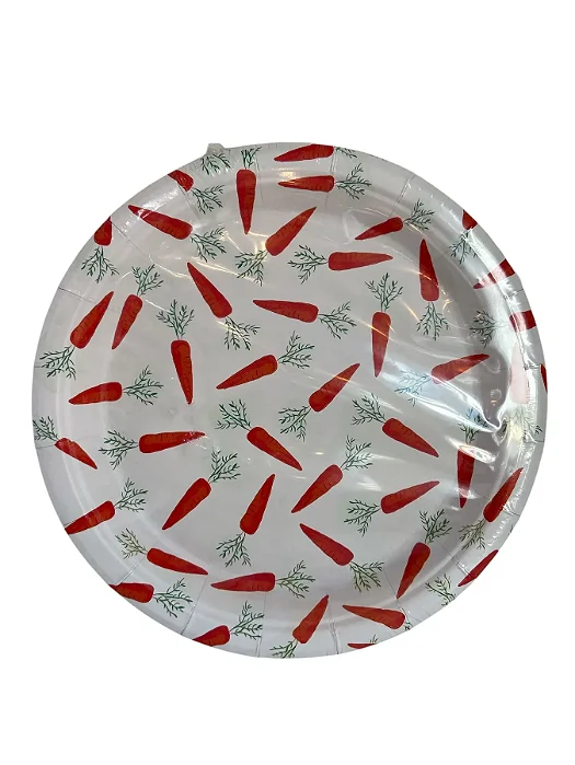 Prato de Papel Páscoa Cenouras 18cm – Kit com 10 Unidades Decorativas