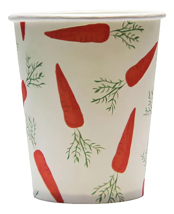 Copo de Papel Páscoa Cenouras - 270ml - 10 Unidades