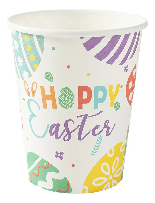 Copo de Papel Feliz Páscoa - 270ml - 10 Unidades