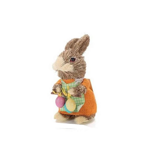 Coelho de Páscoa com Ovo Colorido 20cm – Decorativo Delicado para Mesa e Vitrine