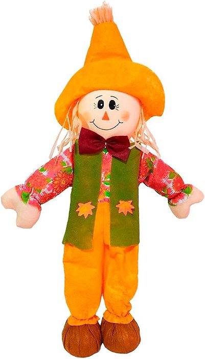 Espantalho Menino para Decoração Junina 63cm com Base – Colorido