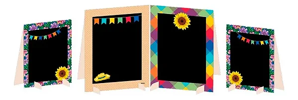 Kit Decoração Mesa Festa Junina com 4 Lousas Cavalete – Ideal para Recados e Identificação