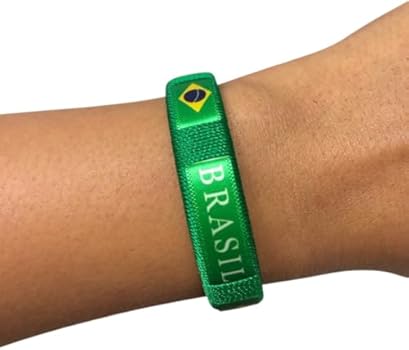 Pulseira Bandeira do Brasil – Acessório de Torcedor em Poliéster com Aço Inox