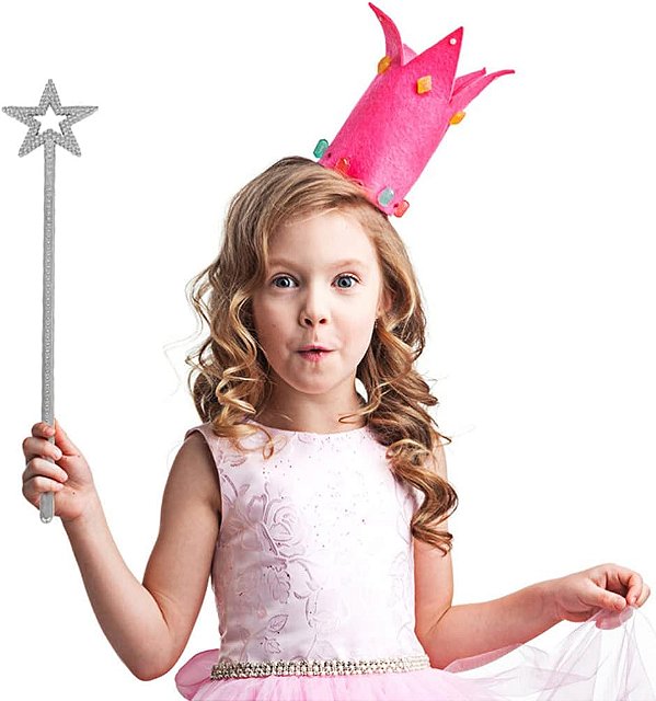 Varinha de Fada Prata com Estrela 35cm – Acessório Mágico para Fantasias