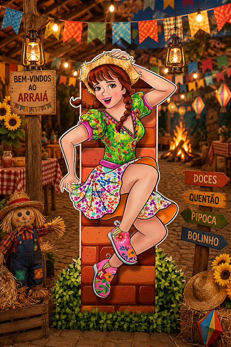 Totem Mulher Caipira Festa Junina 70cm