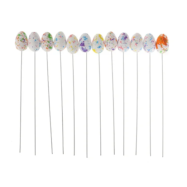 Ovinhos de Páscoa em Isopor Colorido com Haste 22cm – Kit com 12 Unidades