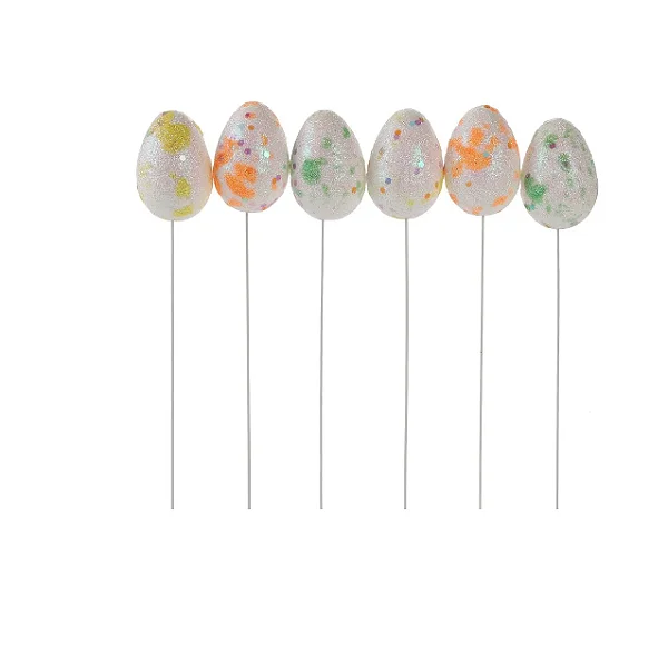 Ovinhos de Páscoa Pintados em Isopor com Haste 22cm – Kit com 12 Unidades