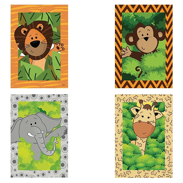 Quadros Decorativos Festa Safari 31x21cm - 4 Unidades