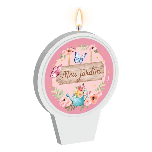 Vela Plana de Aniversário Festa Jardim Encantado 8CM