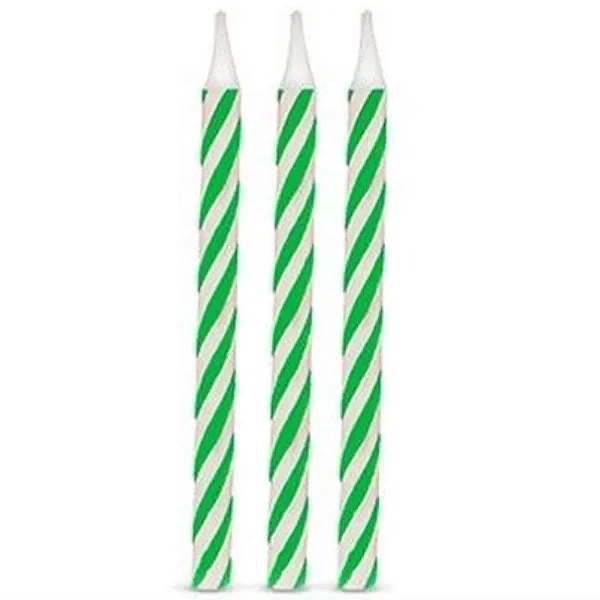 Vela Palito Espiral Verde 8cm – 24 Unidades