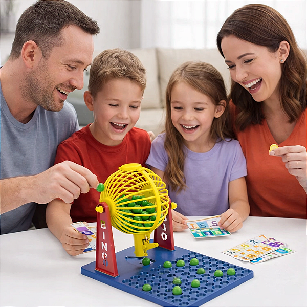 Brinquedo Super Jogo de Bingo com Globo – 12 Cartelas e 90 Bolas