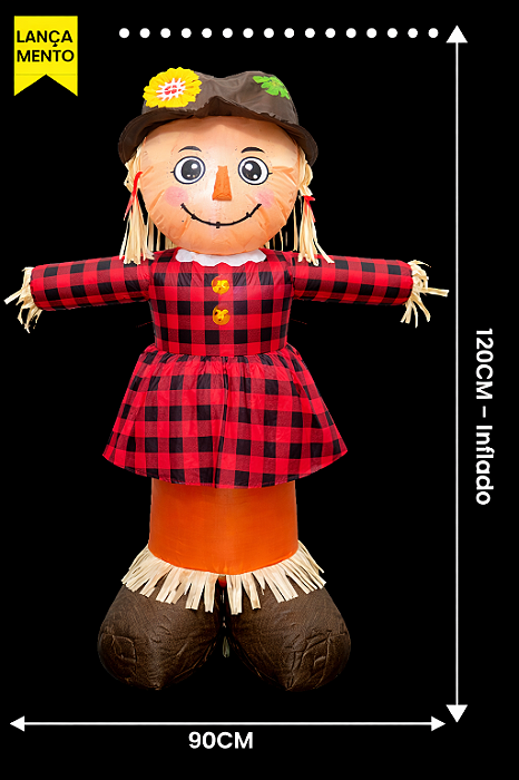 Inflável Boneca Espantalho Junino com LED 1,20m – Bivolt