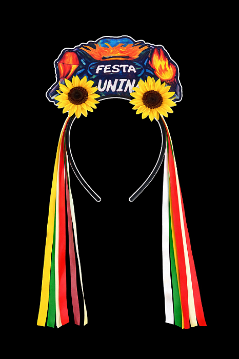 Tiara Junina Girassol com Fitilhos Coloridos – Acessório Festa Junina