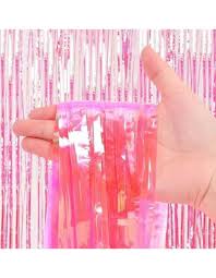 Cortina Decorativa Metalizada Furtacor Rosa - 1x2 Metros