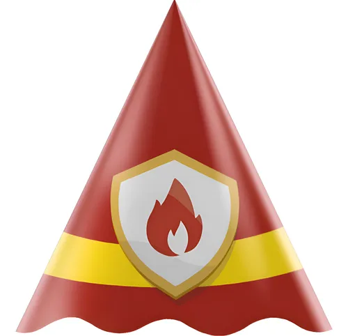 Chapéu de Aniversário Bombeiro - 8 Unidades