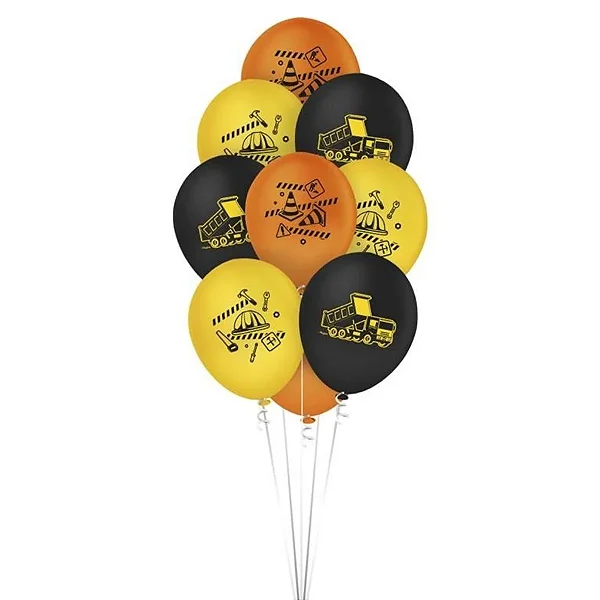 Balões Bexigas Festa Construção 9” (23cm) – Pacote com 25 Unidades