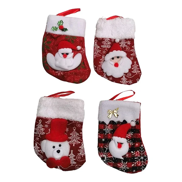 Mini Meia Enfeite de Natal para Pendurar – Bota Papai Noel 16x11cm