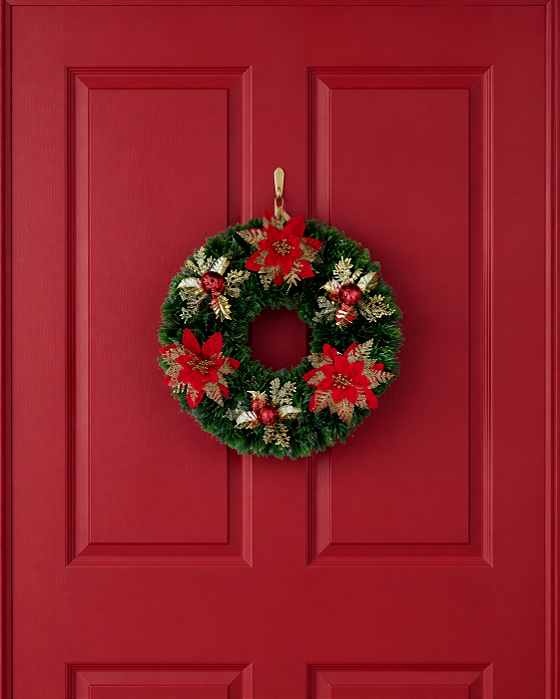 Guirlanda Decorativa de Natal 38cm – Enfeite Natalino para Porta ou Parede