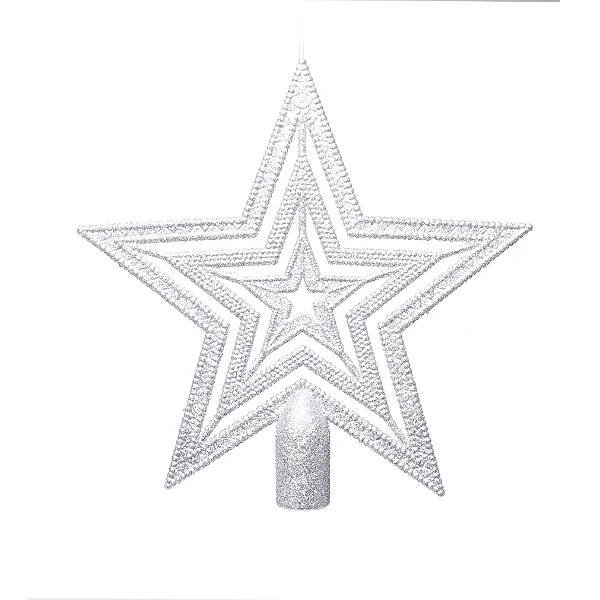 Ponteira para Árvore de Natal Estrela Vazada Prata 20cm – Enfeite Natalino