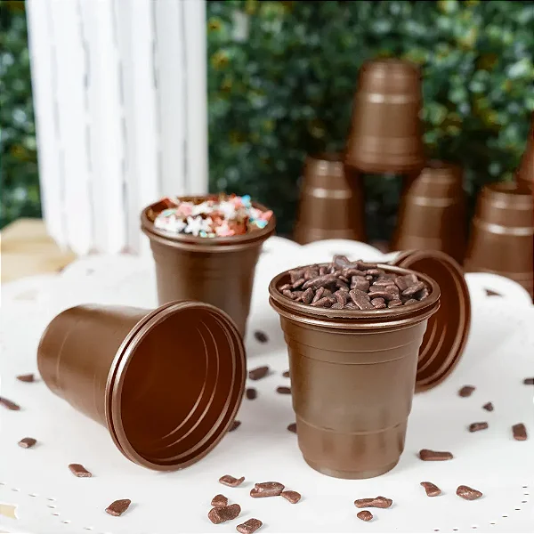 Copo para Docinho PS 60ml Marrom – Copinho Descartável para Doces e Doses 20 Unidades