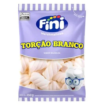 Marshmallow Torção Branco - Macio e Delicioso para Festas e Sobremesas - 250 Gramas