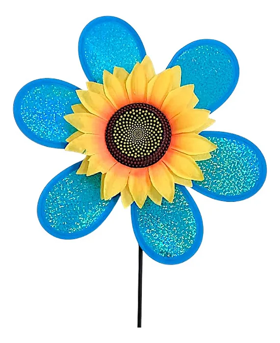 Catavento Flor Girassol Plástico para Jardim e Varanda 66cm – Decoração Colorida