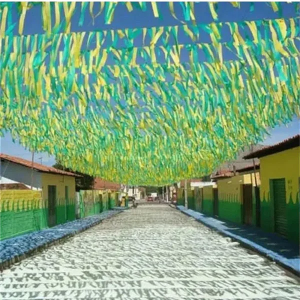 Fita Plástica Rabiola Verde e Amarelo Brasil – Faixa Copa do Mundo - 4 Metros