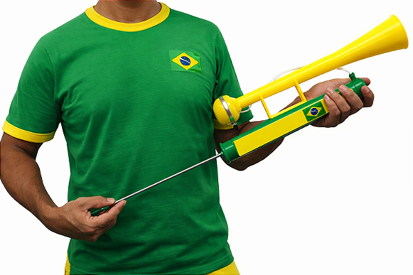 Corneta Jumbo Copa do Mundo Brasil Verde e Amarela – Buzina Manual 49cm