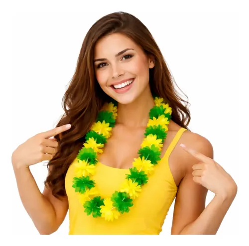 Colar Havaiano Brasil Verde e Amarelo – Copa do Mundo 50cm