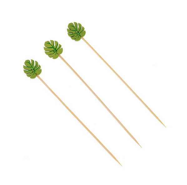 Palito para Petiscos de Bambu com Aplique 12cm – Pacote com 12 Unidades