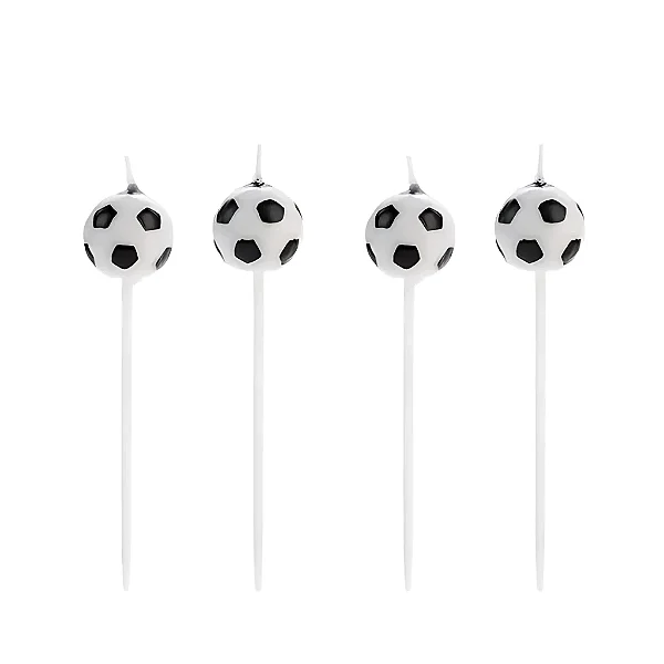 Vela Bola de Futebol 14cm Preta – Kit com 4 Unidades