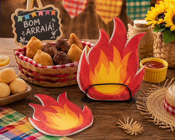 Guardanapo de Papel em Formato de Fogueira Festa Junina 33x33cm - 20 Unidades