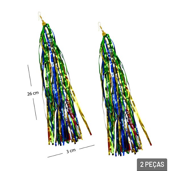 Brinco Copa do Mundo Metalizado Colorido – 2 Peças