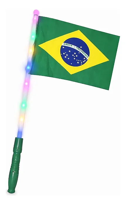 Bandeira do Brasil com Haste LED Piscante – Torcida e Festas