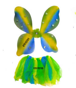 Kit Fantasia Brasil Infantil Saia, Asa, Tiara e Varinha 30cm – Verde e Amarelo