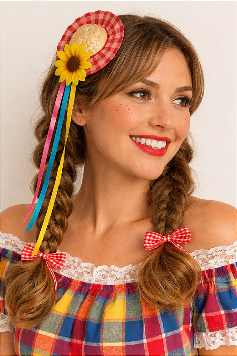 Presilha Festa Junina Chapéu De Palha Com Fita De Cetim E Girassol Decorativo