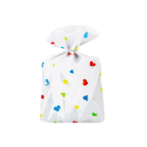 Saco de Celofane Corações Coloridos de 10 cm x 15 cm com 50 Unidades
