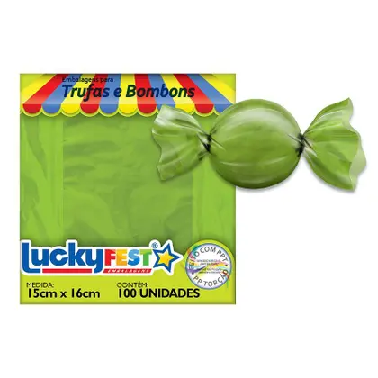 Embalagem Trufas e Bombons Lisa Verde Claro 15x16cm - 50 Unidades